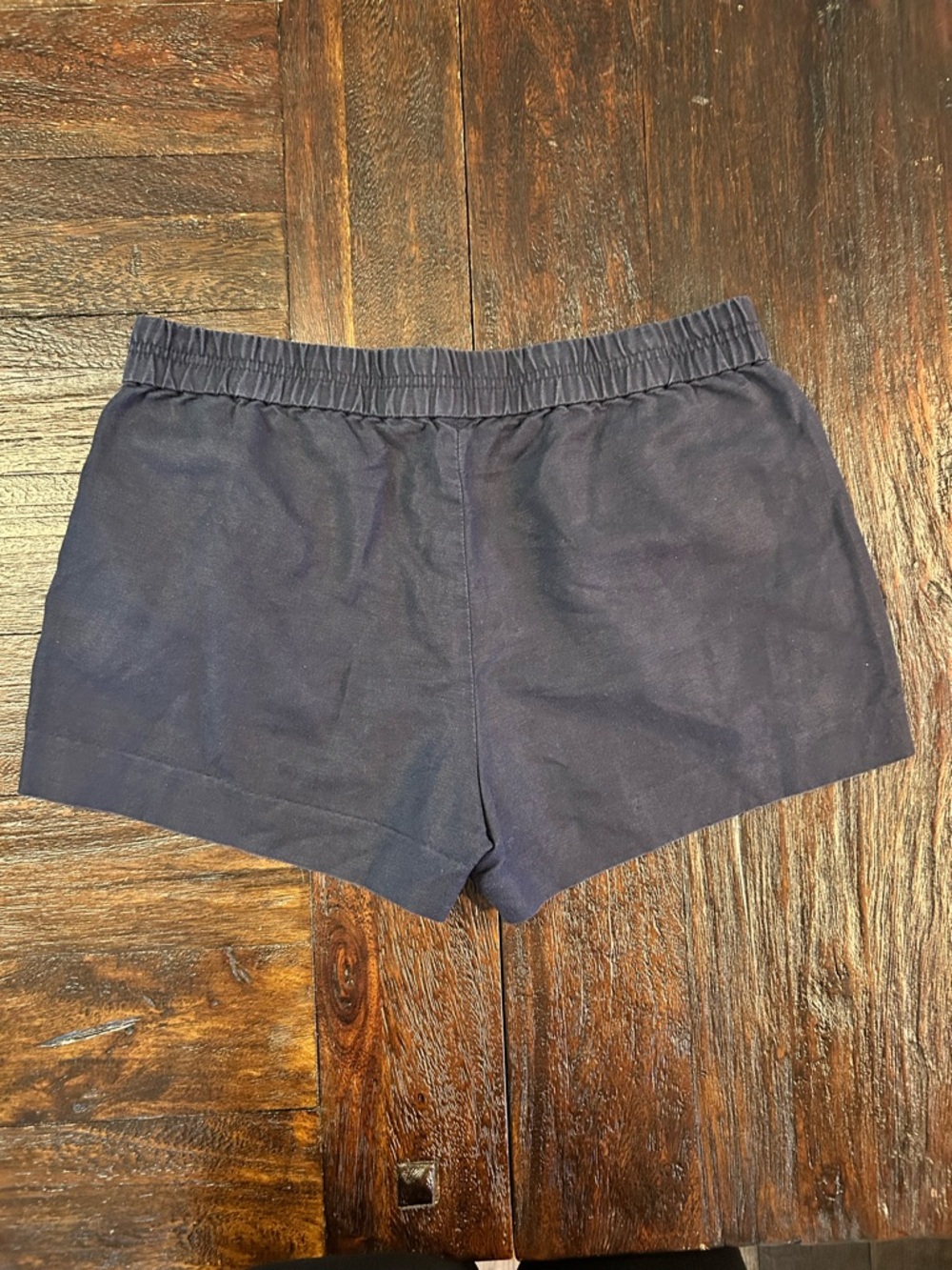 J Crew Women's Navy Casual Elastic-Waist Linen Blend Shorts - Picture 5 of 9